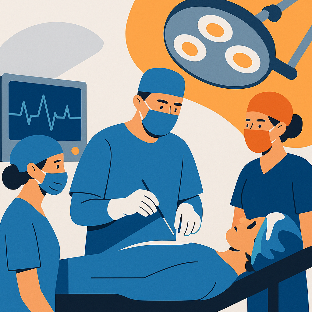 Ilustración de equipo hospitalario